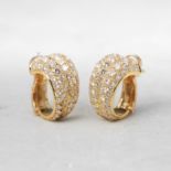 Cartier 18k Yellow Gold Diamond Double Hoop Earrings