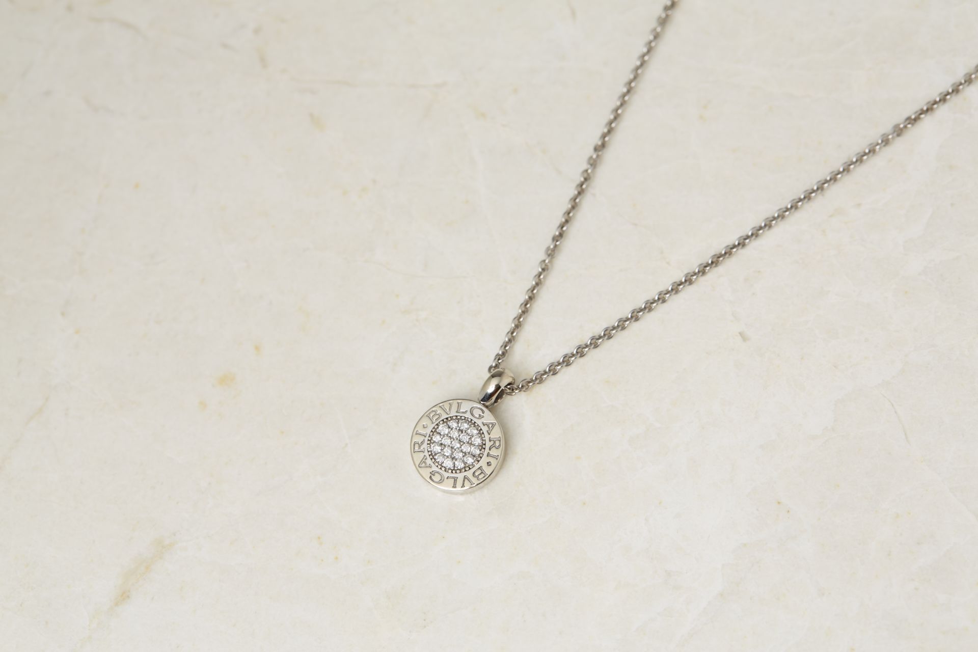 Bulgari 18k White Gold Diamond Circle Pendant Necklace - Image 2 of 10