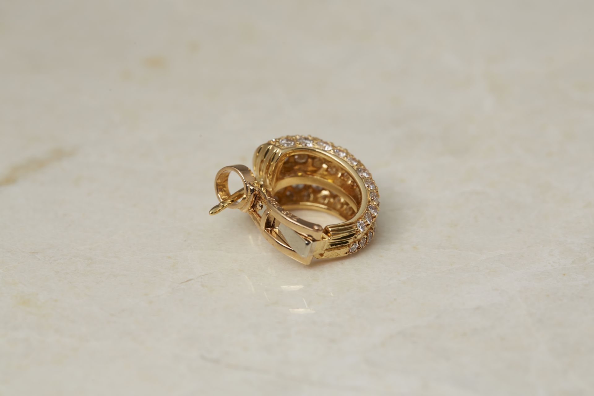 Cartier 18k Yellow Gold Diamond Double Hoop Earrings - Image 12 of 22
