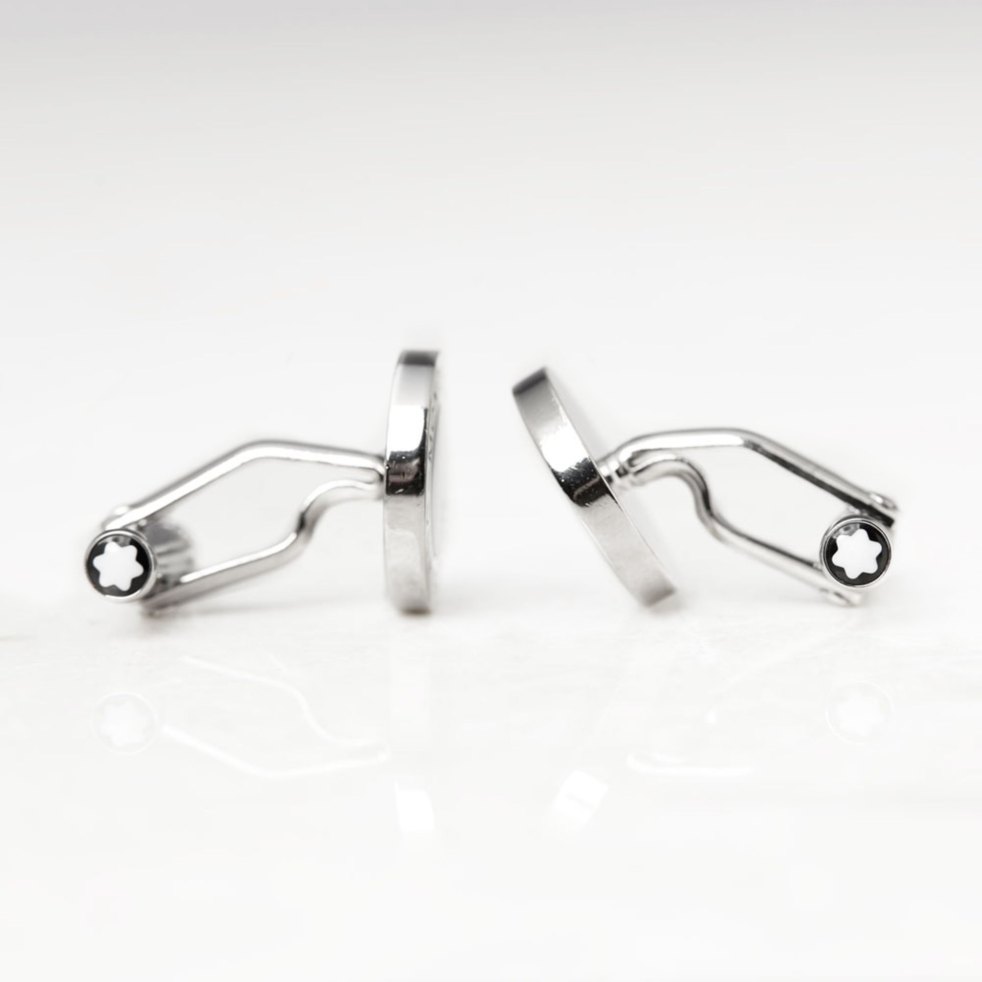 Montblanc Stainless Steel Black Onyx Iconic Cufflinks - Image 2 of 4