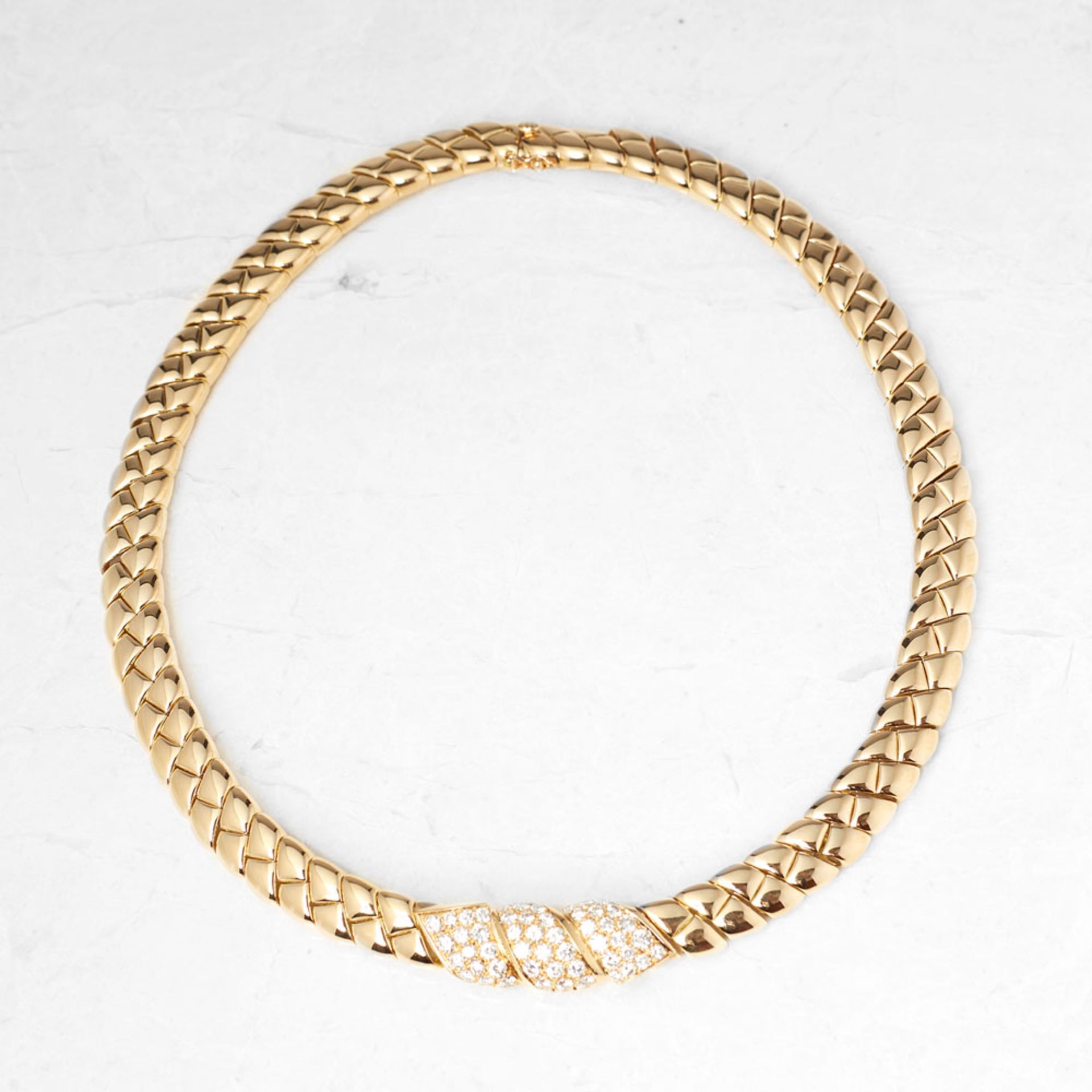 Van Cleef & Arpels 18k Yellow Gold Diamond Link Necklace - Image 2 of 5