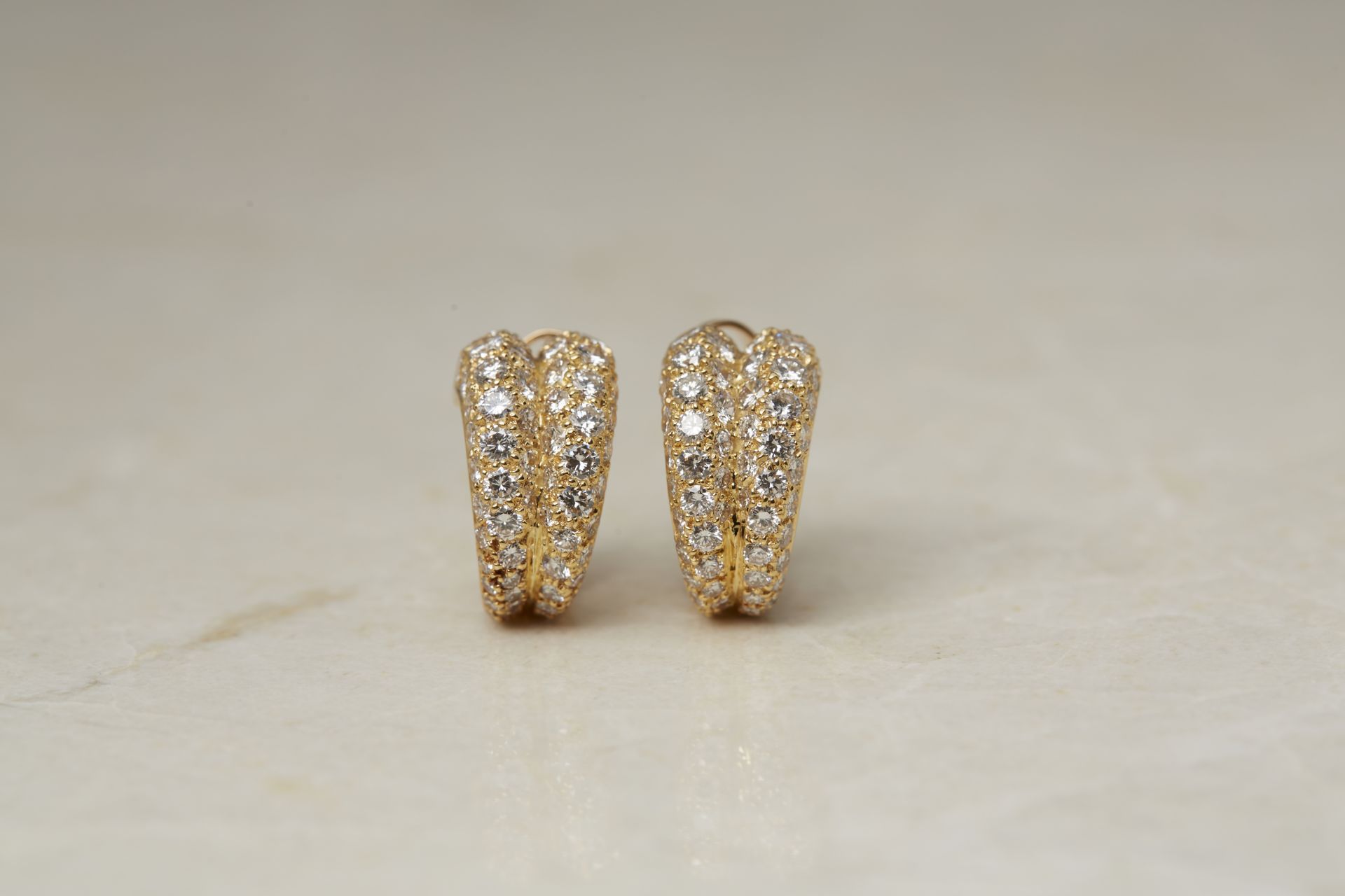 Cartier 18k Yellow Gold Diamond Double Hoop Earrings - Image 2 of 22