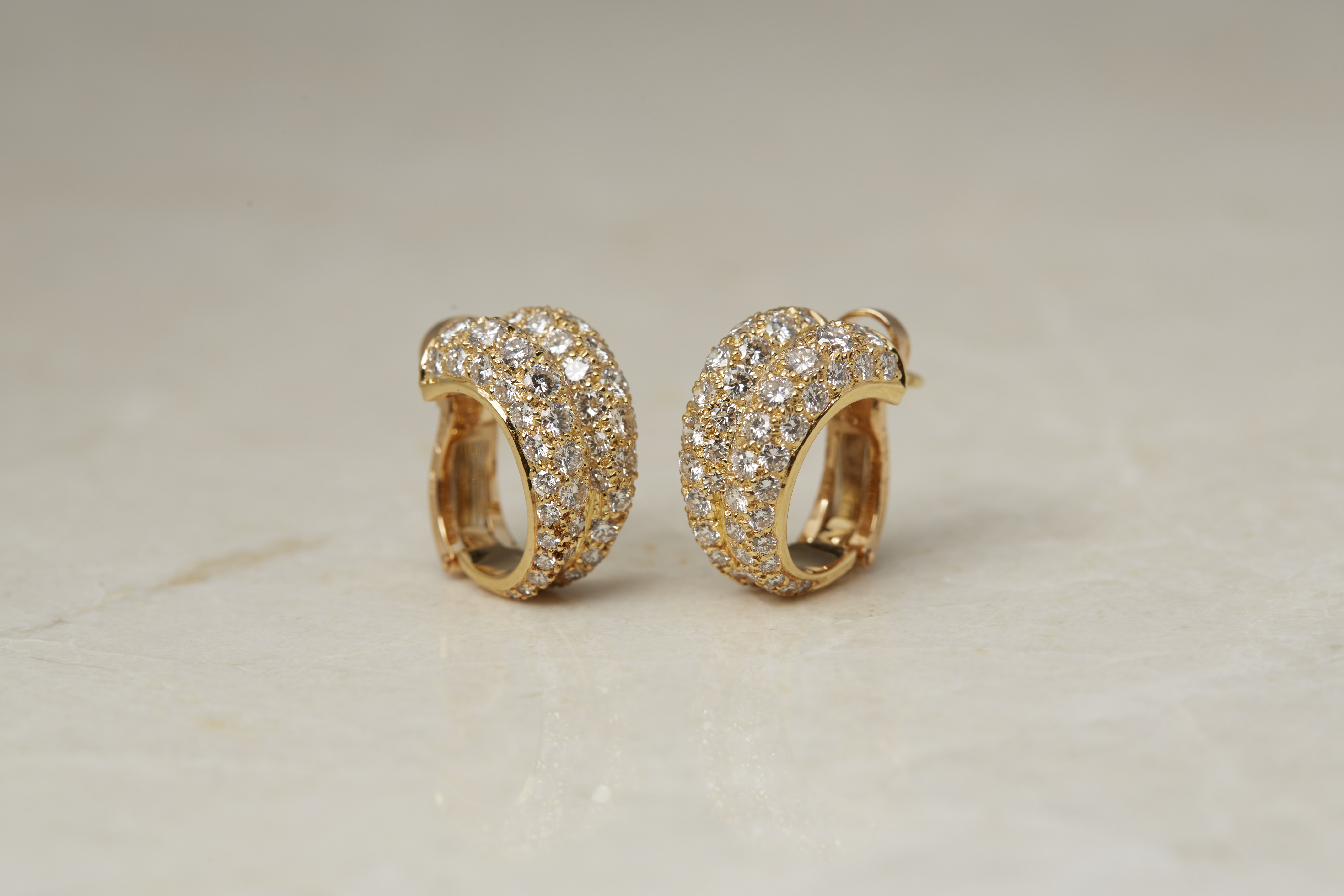 Cartier 18k Yellow Gold Diamond Double Hoop Earrings - Image 18 of 22