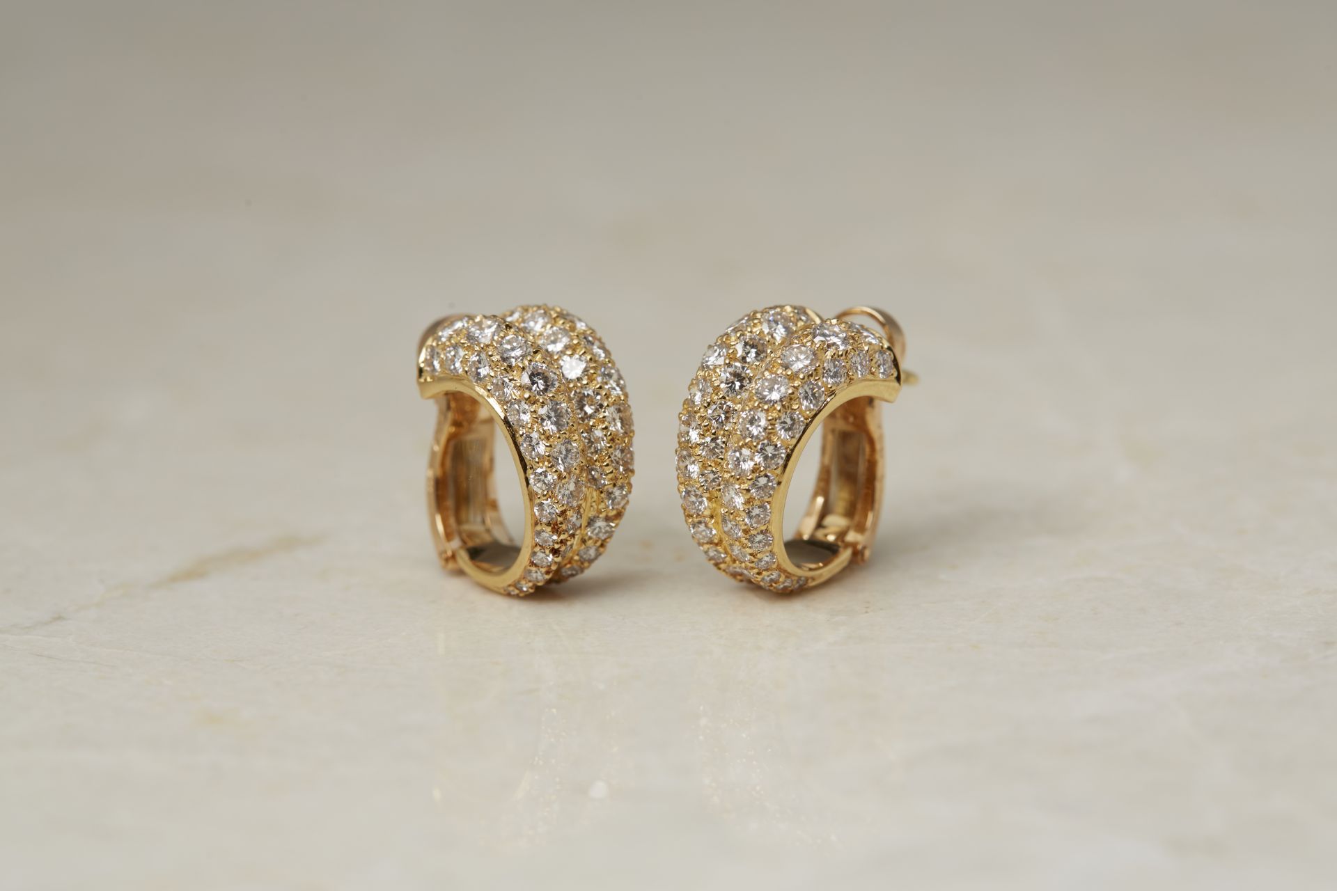Cartier 18k Yellow Gold Diamond Double Hoop Earrings - Image 18 of 22