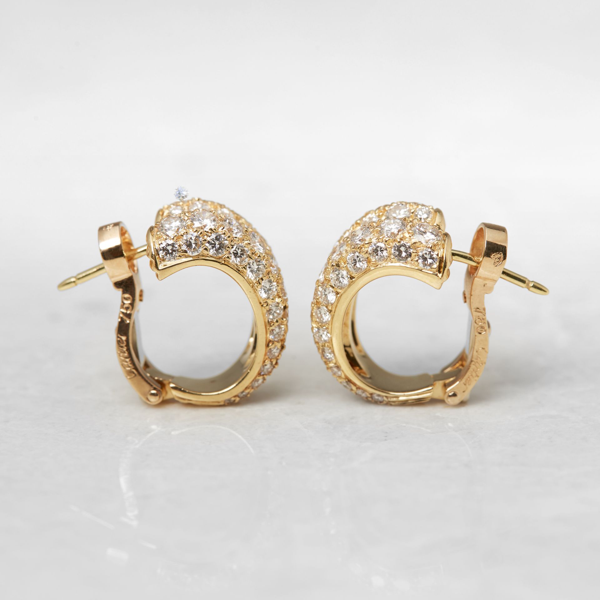 Cartier 18k Yellow Gold Diamond Double Hoop Earrings - Image 6 of 22