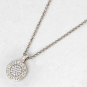 Bulgari 18k White Gold Diamond Circle Pendant Necklace