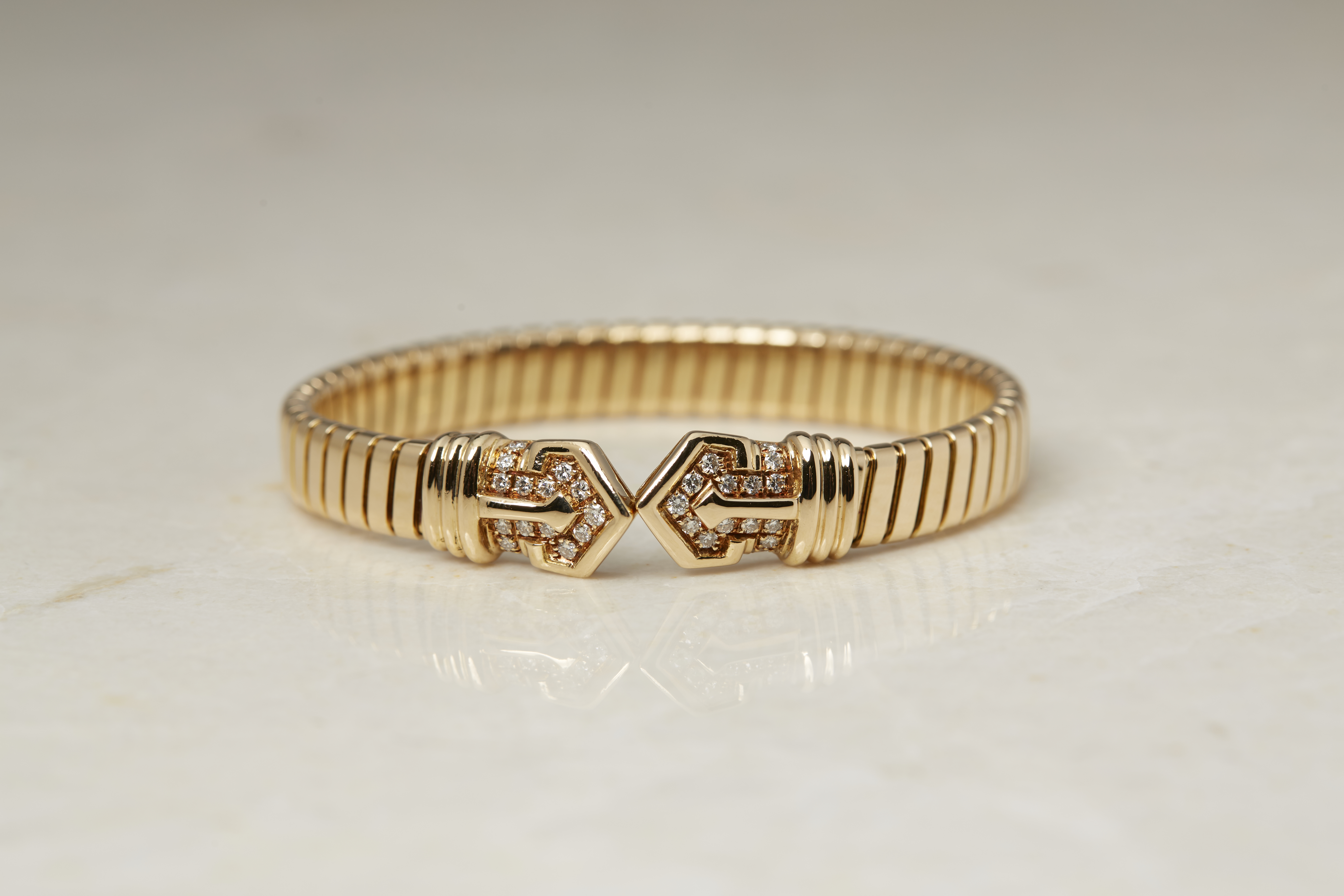 BulgarI 18k Yellow Gold Diamond Cuff Bracelet - Image 2 of 9