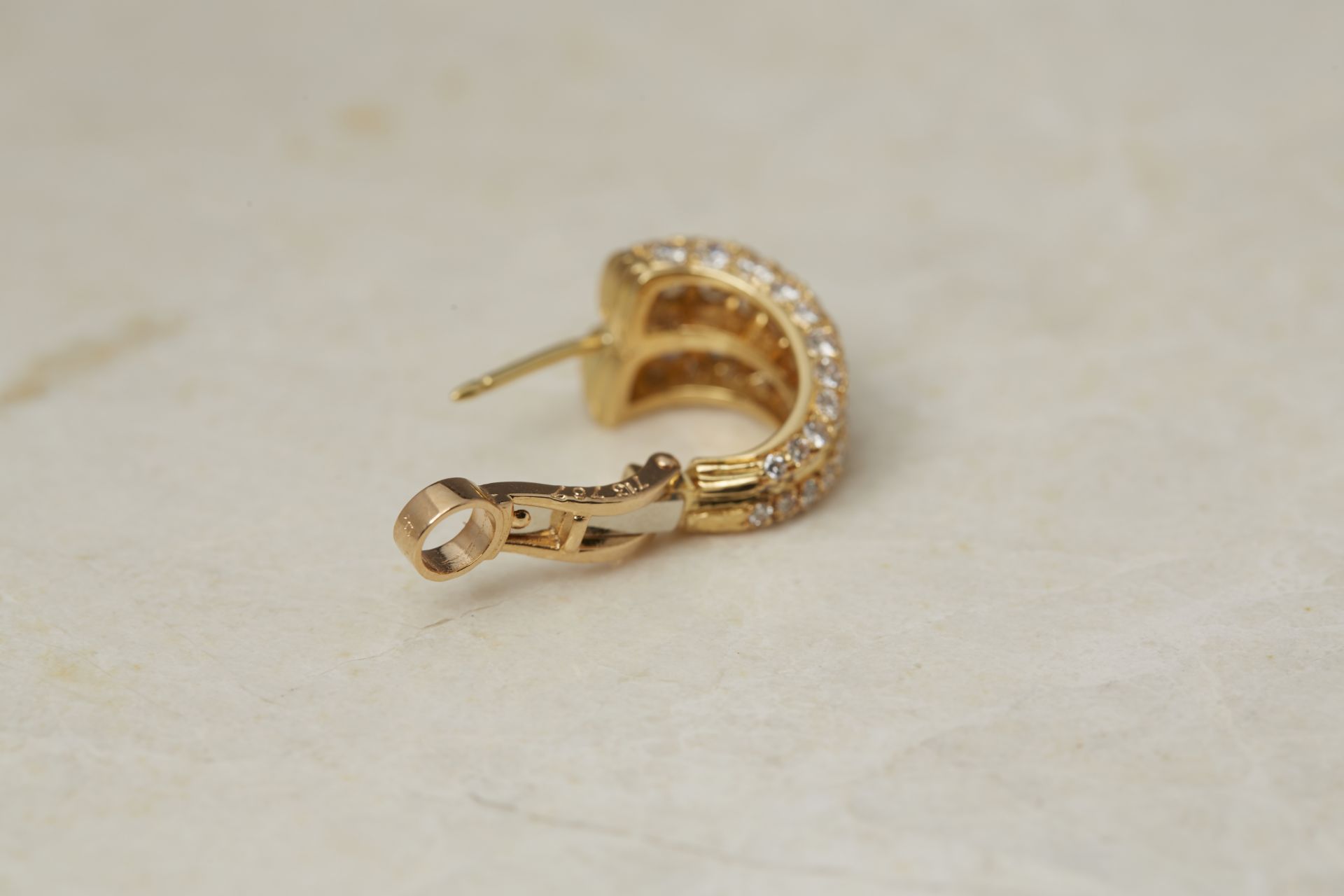 Cartier 18k Yellow Gold Diamond Double Hoop Earrings - Image 5 of 22