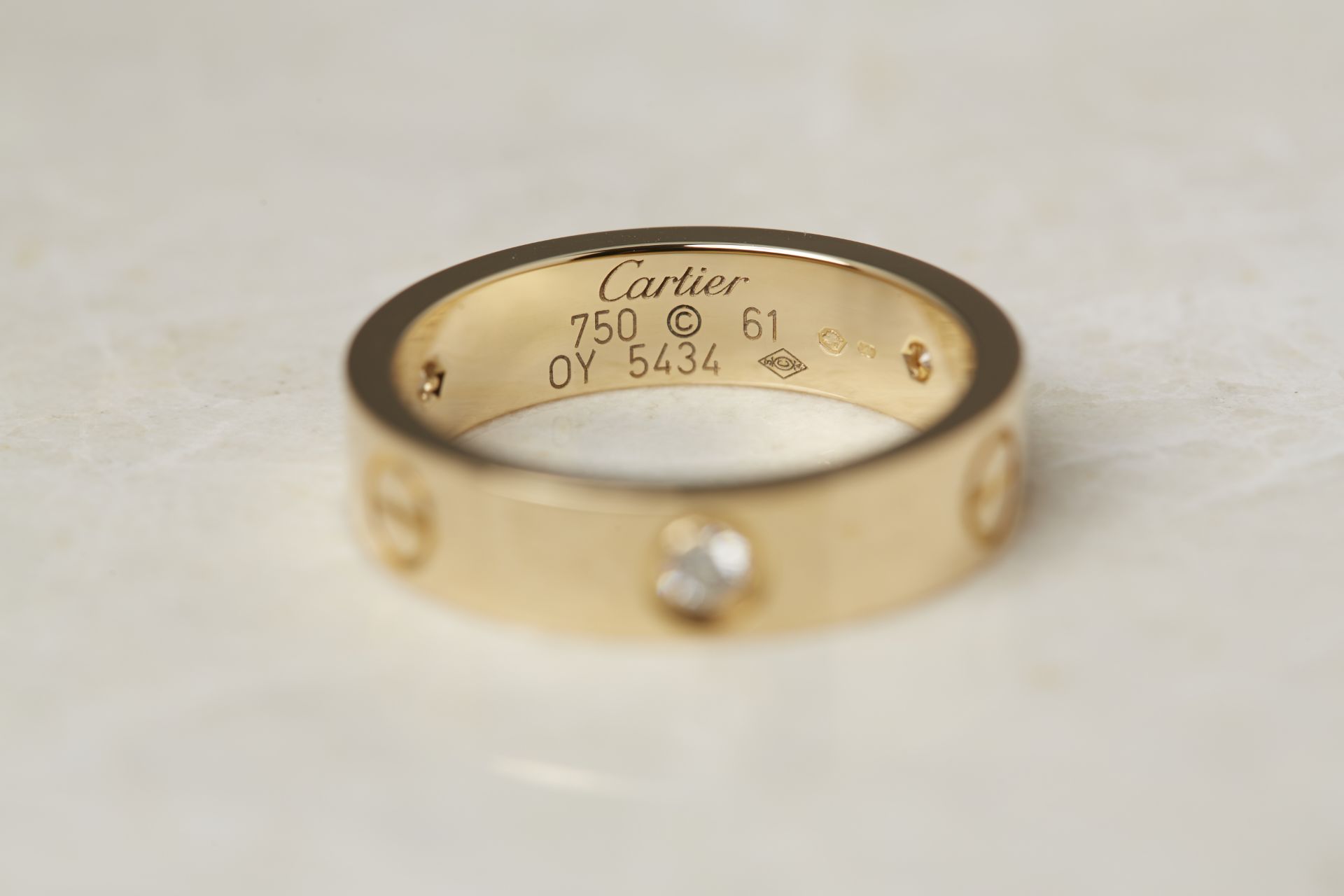 Cartier 18k Yellow Gold 3 Diamond Love Ring - Image 5 of 11