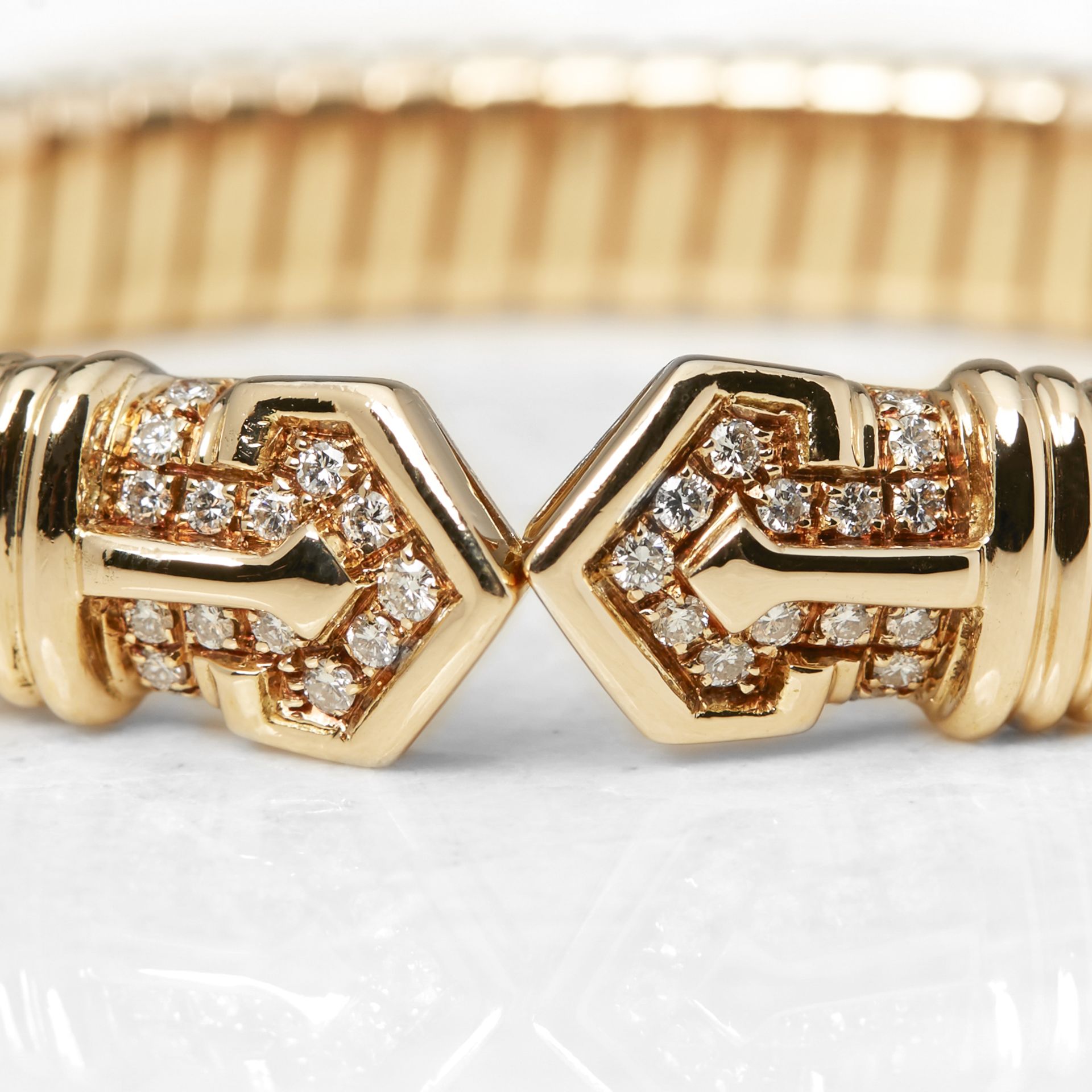 BulgarI 18k Yellow Gold Diamond Cuff Bracelet - Image 4 of 9
