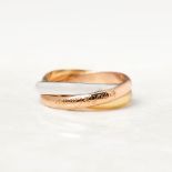 Cartier 18k Yellow, White & Rose Gold Trinity Ring