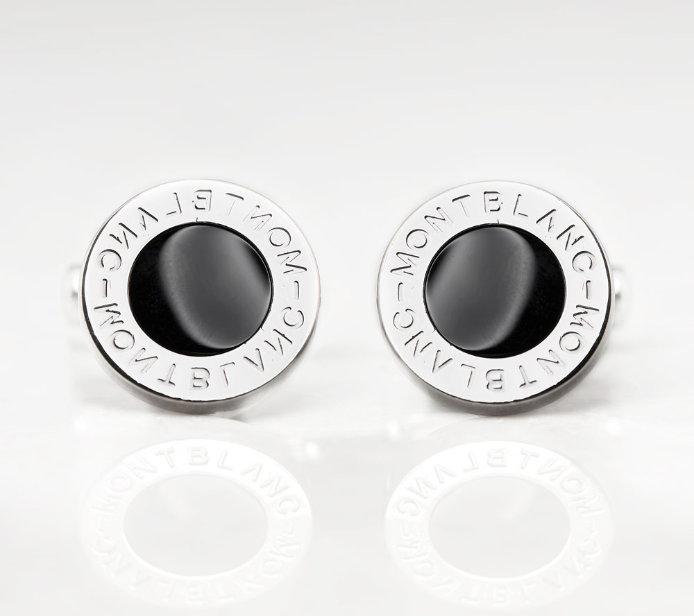 Montblanc Stainless Steel Black Onyx Iconic Cufflinks