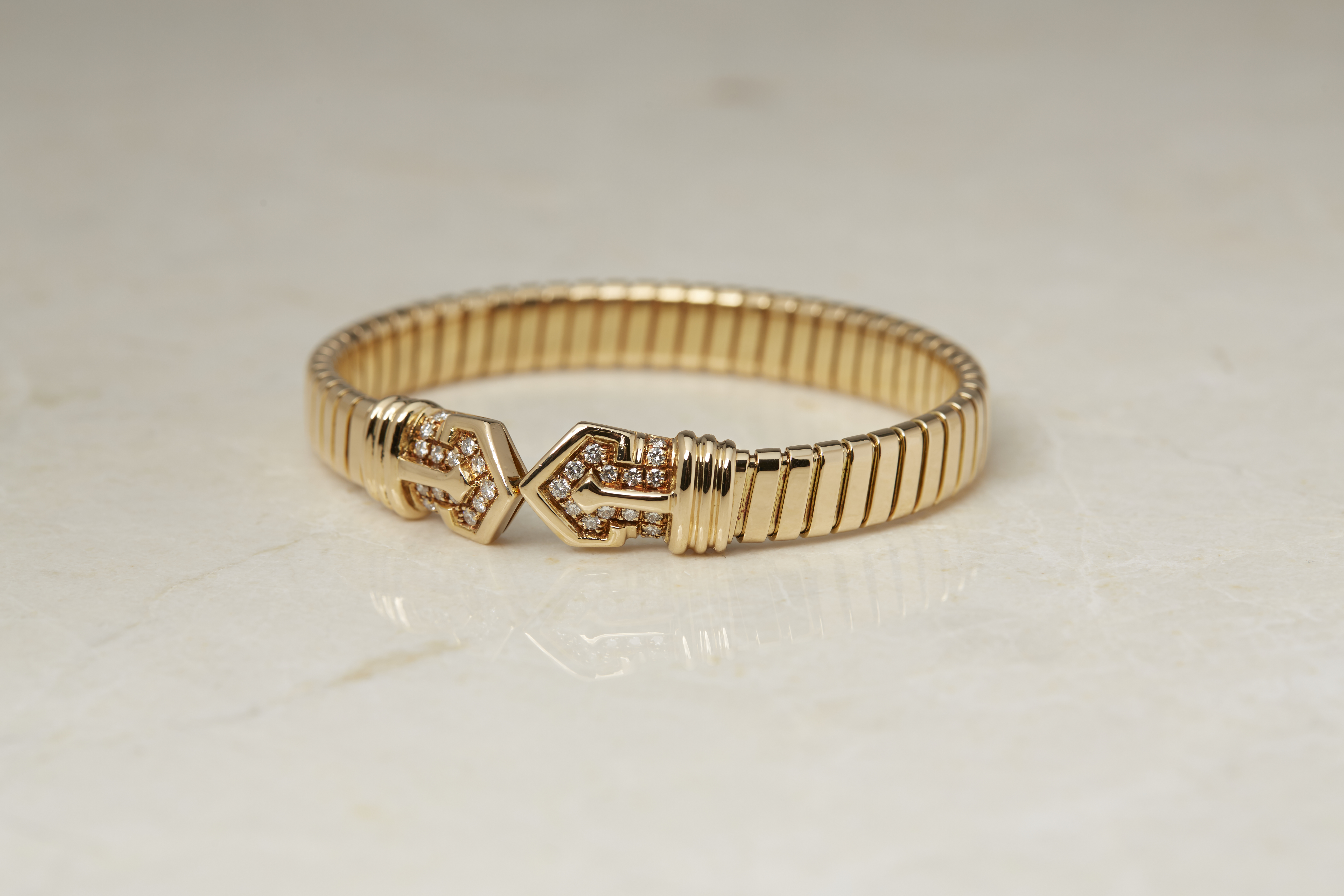 BulgarI 18k Yellow Gold Diamond Cuff Bracelet