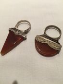 Antique Moroccan Agate and white metal rings