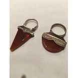 Antique Moroccan Agate and white metal rings