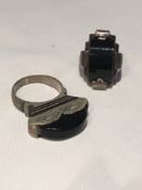 Two black Agate rings