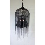 Birdcage Lantern Arabic design with flowing chains comes with free led Black candles.