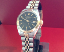 Rolex LADYS oyster date perpetual watch with rare black dial bi metal 6916