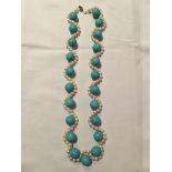 Seed pearl and Turquoise necklace, 57 cms total length, stunning piece.