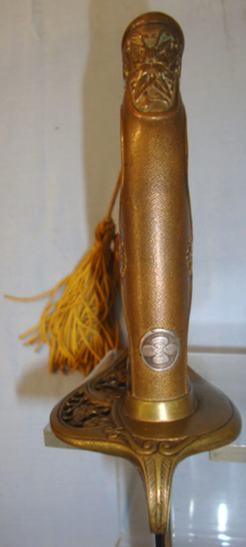 Pre 1941 Japanese Junior Army OfficerÕs Parade Sabre With Applied Family 'Mon' Badge With Silk Cord - Image 2 of 3