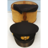 WW2 Japanese Naval Officer's Visor Cap with Bullion Badge in Original Lined Carry Box