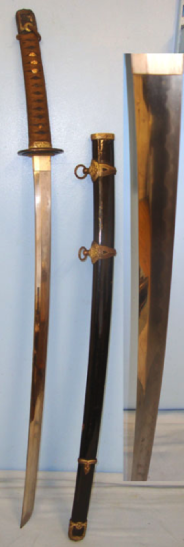 WW2 Japanese Naval Officer's Kai-Gunto Sword With Naval 'Sun Ray' Tsuba , Signed. - Image 3 of 3