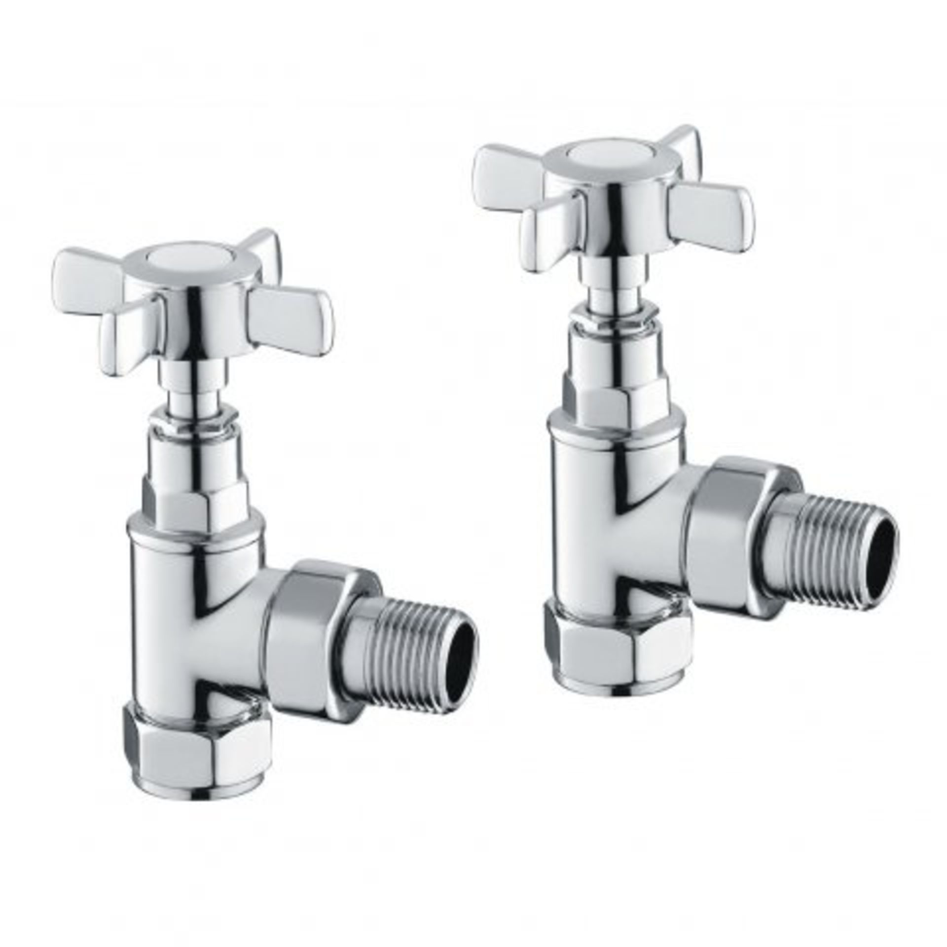 (P74) 15mm Standard Connection Angled Polished Chrome Radiator Valves Made of solid brass, our