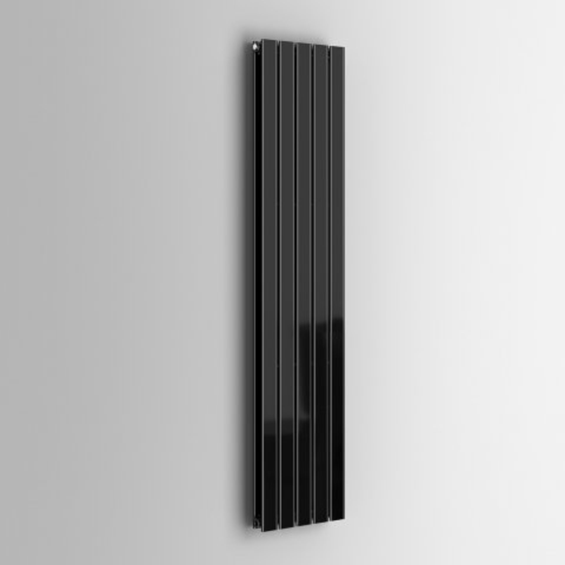 (P90) 1800x382mm Gloss Black Double Flat Panel Vertical Radiator. RRP £499.99. Our Thera Flat - Image 4 of 4