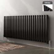 (P31) 600x1440mm Gloss Black Single Panel Oval Tube Horizontal Radiator. RRP £263.99. With its