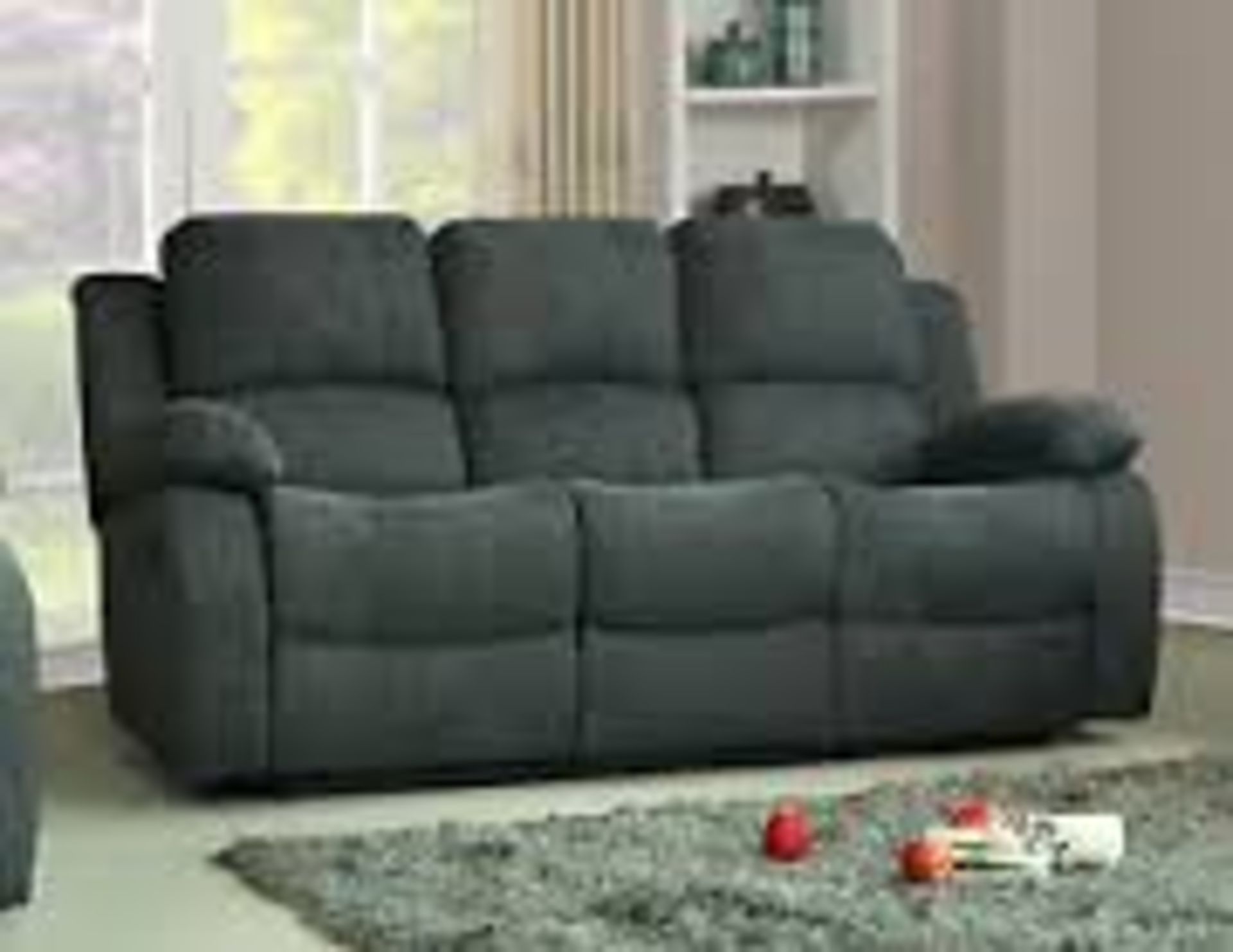 Supreme Valance dark grey fabric 3 seater electric reclining sofa - Image 2 of 2