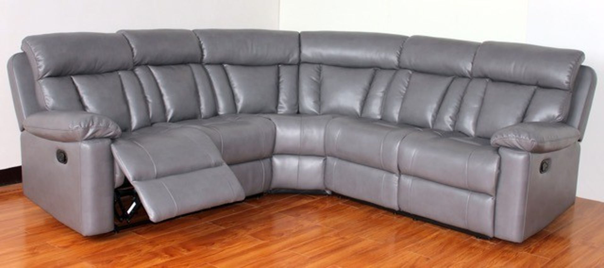 Boston grey leather reclining corner sofa