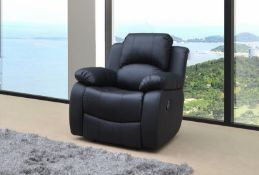 Venice 2 seater black top grade leather electric reclining sofa