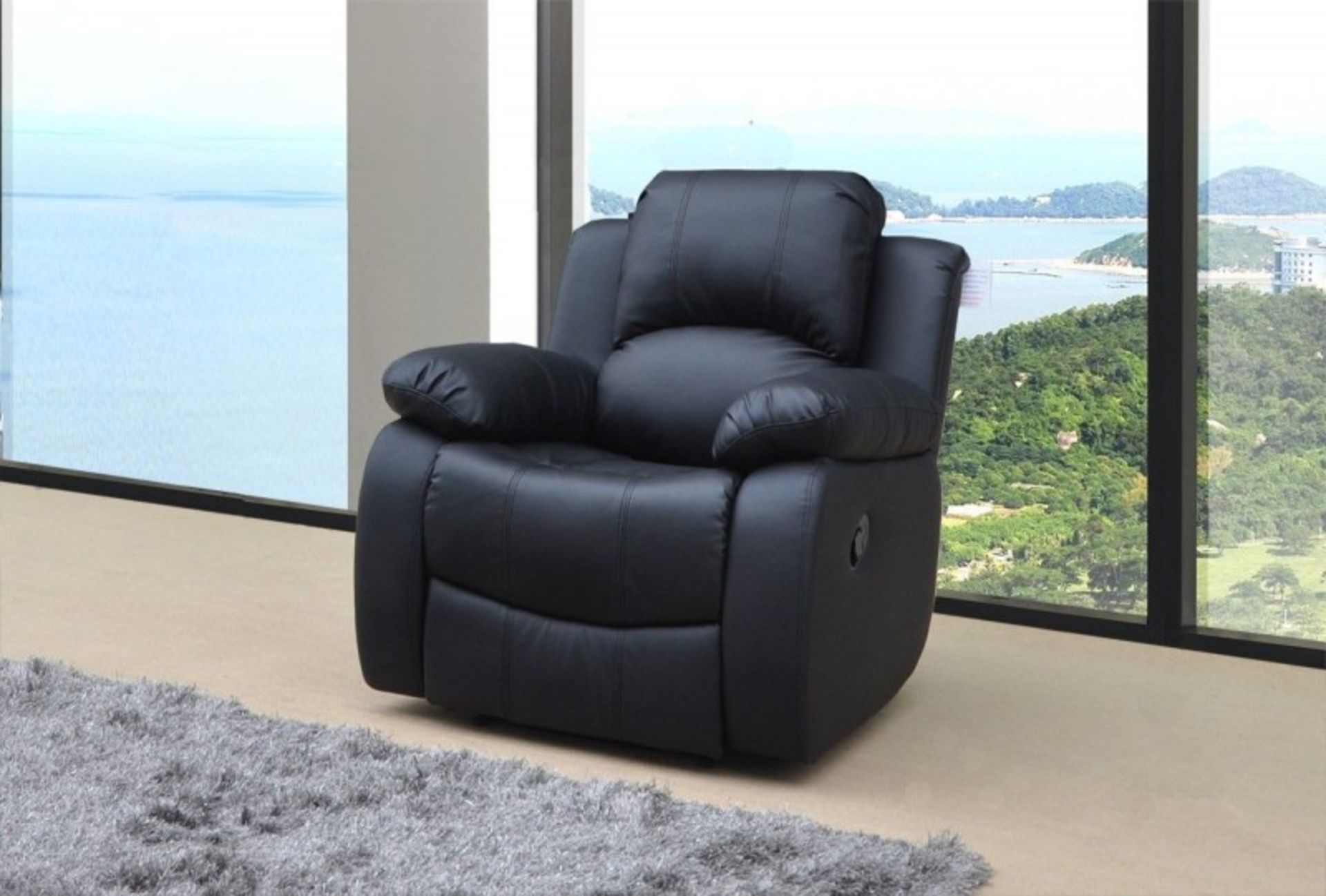 Venice 2 seater black top grade leather electric reclining sofa - Image 2 of 3
