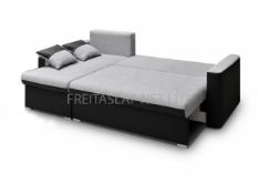 Flàvio corner sofa bed right hand facing in black and grey faux leather