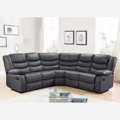 Boston black leather reclining corner sofa