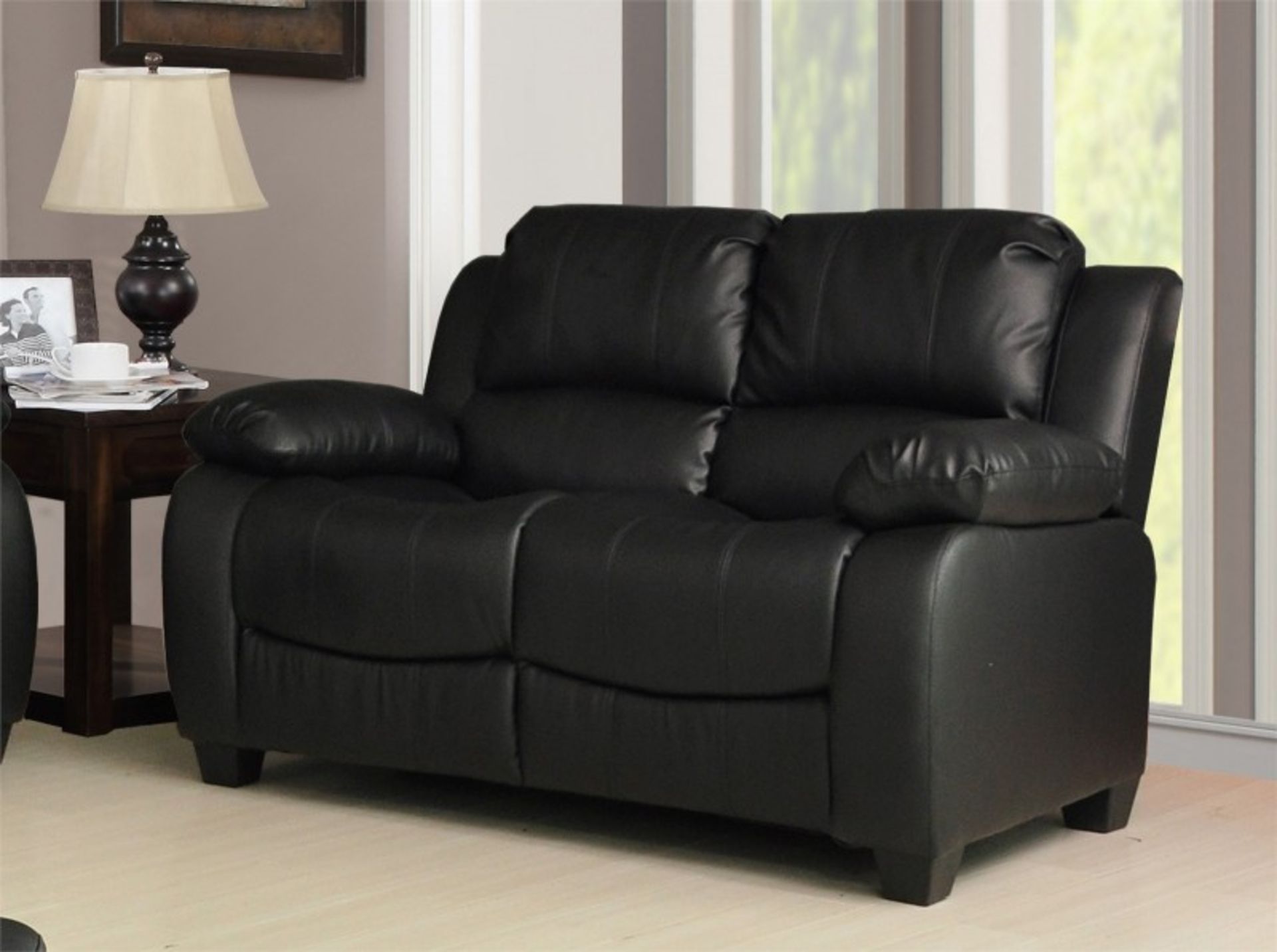 Venice 2 seater black top grade leather electric reclining sofa - Image 3 of 3