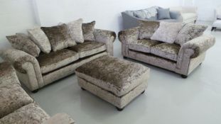 Scarpa deluxe 3 seater sofa in mink shimmer crushed velvet plus scarpa 2 seater sofa