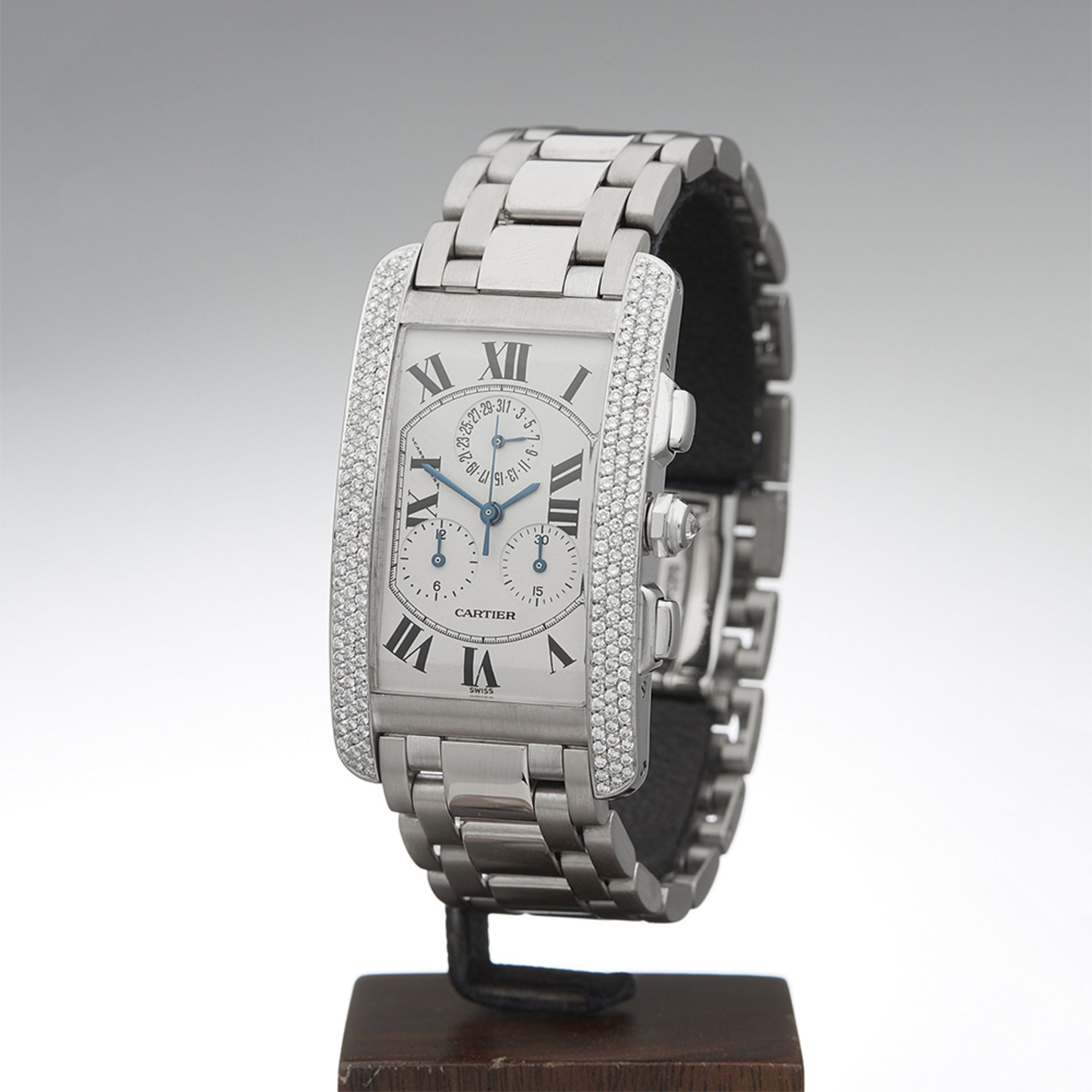 Cartier Tank Americaine After set Pave Diamonds 26mm 18k White Gold W2603356 or 2312 - Image 2 of 8