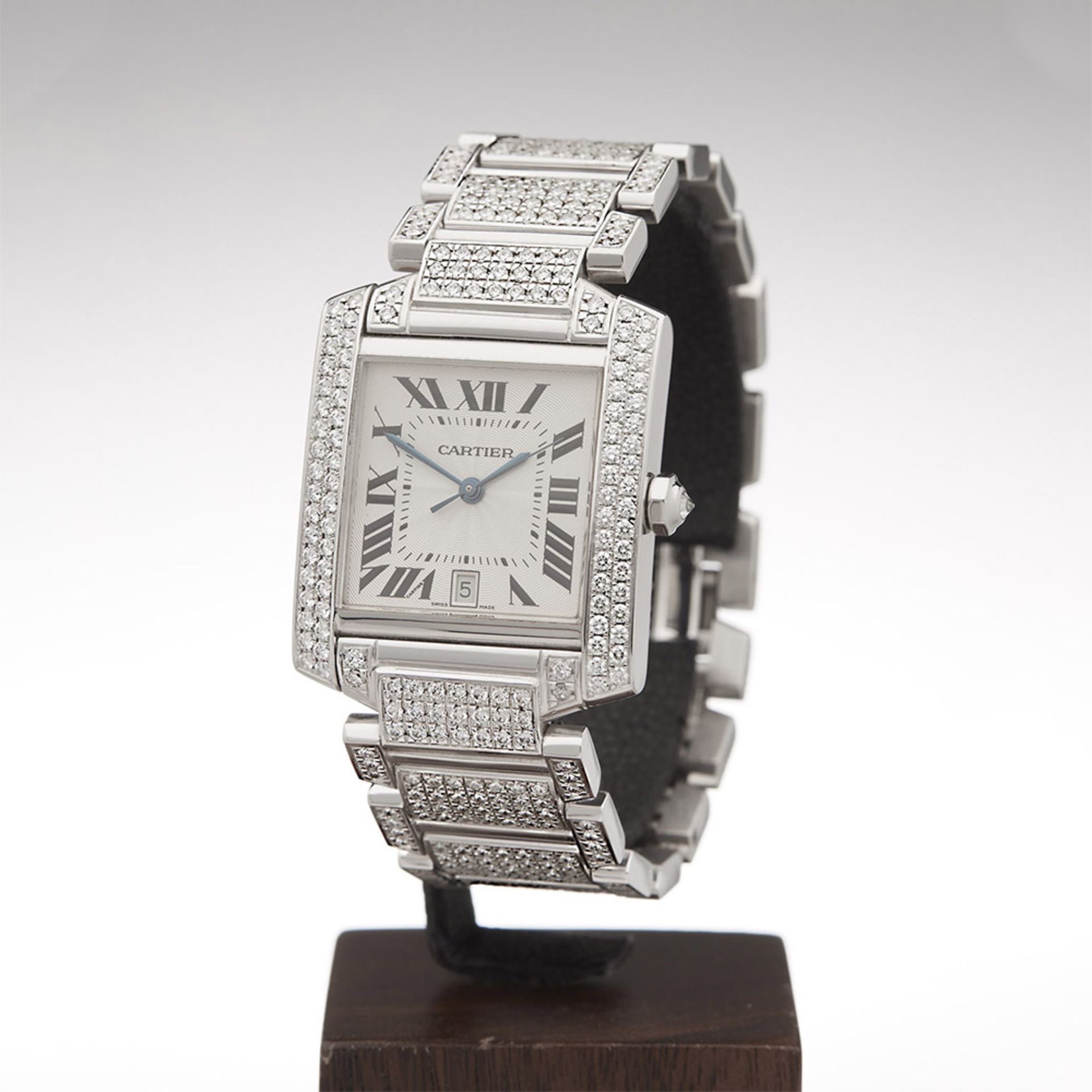 Cartier Tank Francaise Automatic Diamonds 28mm 18k White Gold 2366 - Image 2 of 10