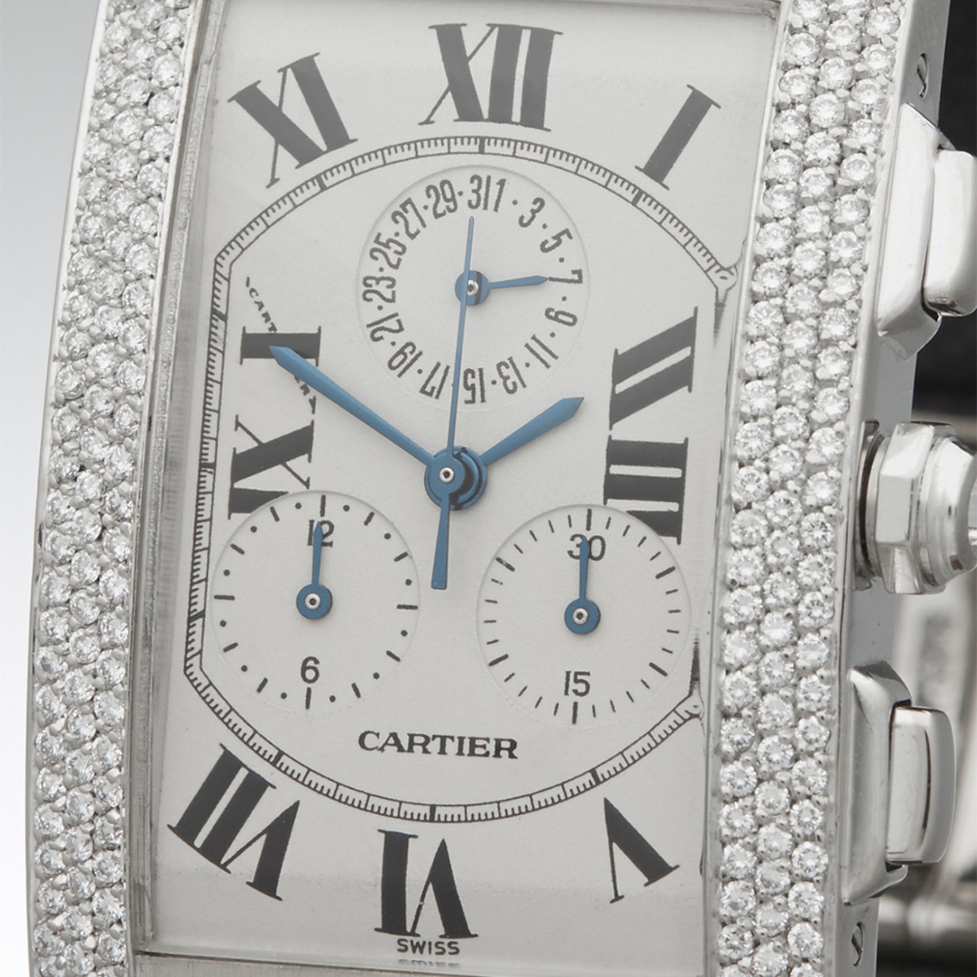 Cartier Tank Americaine After set Pave Diamonds 26mm 18k White Gold W2603356 or 2312 - Image 3 of 8