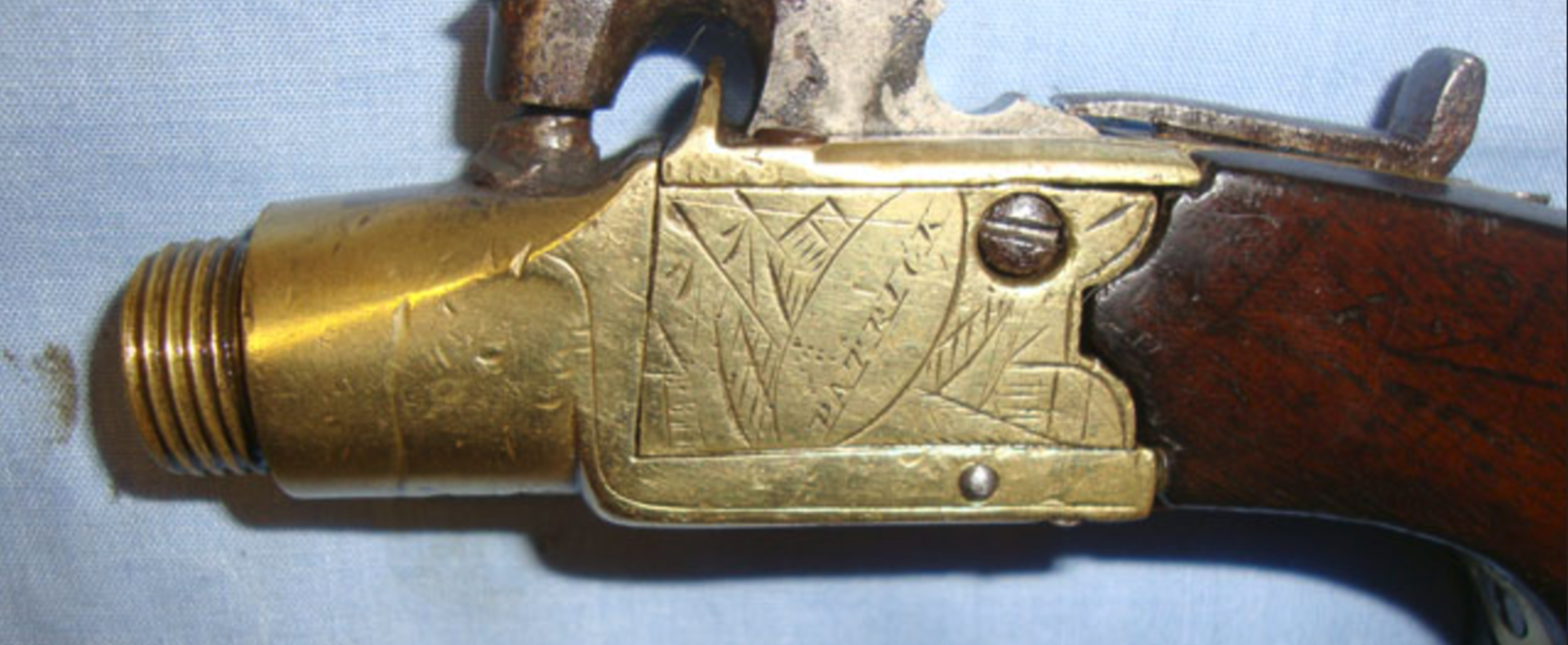 1795-1832 English, .44" Bore, Brass Framed Percussion Pocket Pistol With Screw Off Barrel - Image 2 of 3