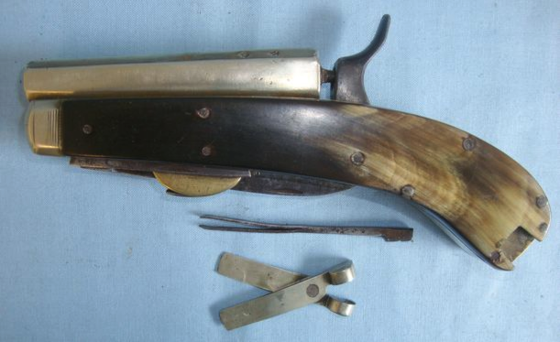 Quality, English, C1850 Unwin & Rodgers Sheffield Patent 'NON* XLL' .26" Bore knife / pistol - Image 3 of 3