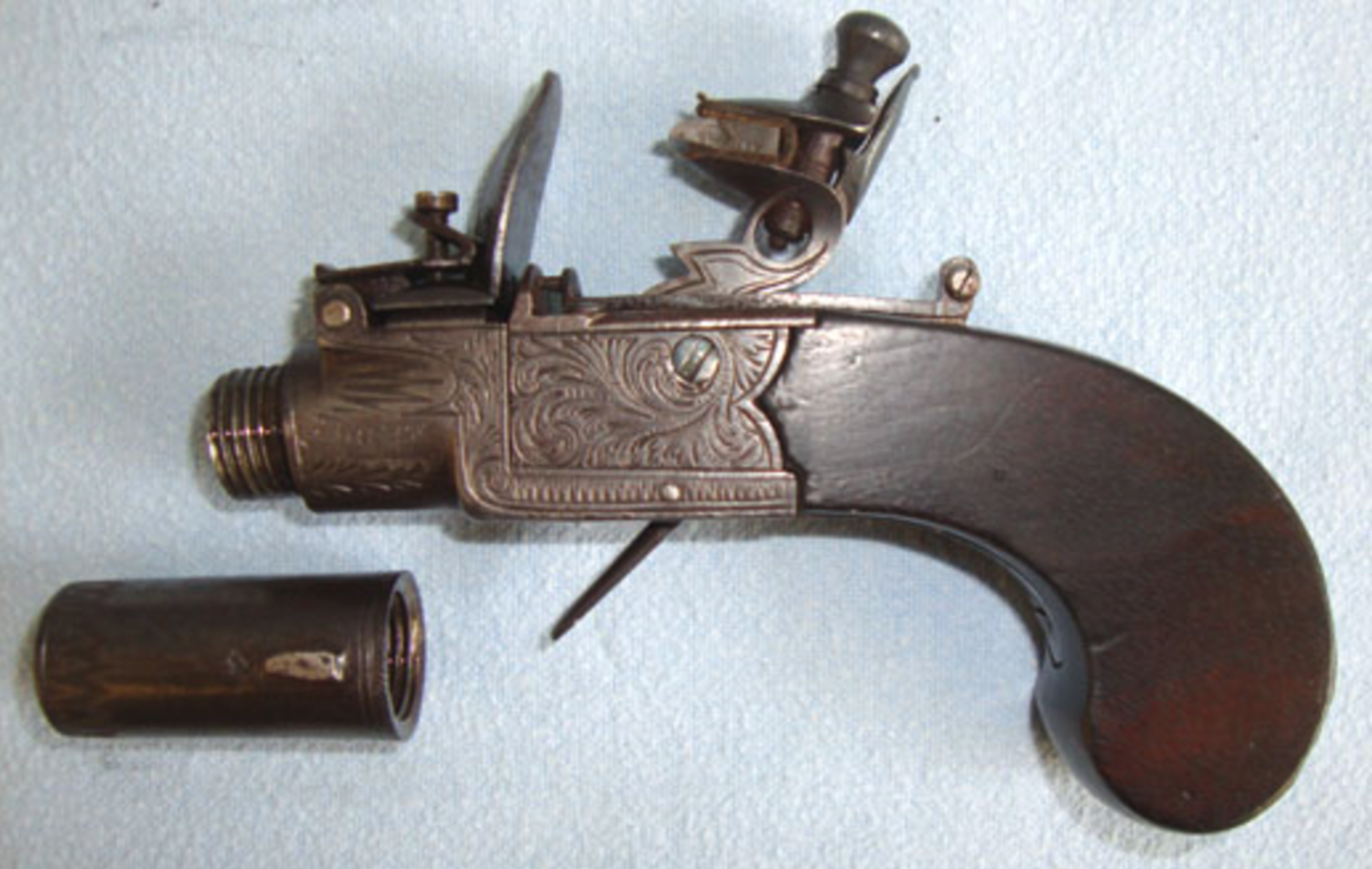 C1800 English Thomas Jaques London .46Ó Bore Flintlock Pocket Pistol With Screw Off Barrel - Image 2 of 3