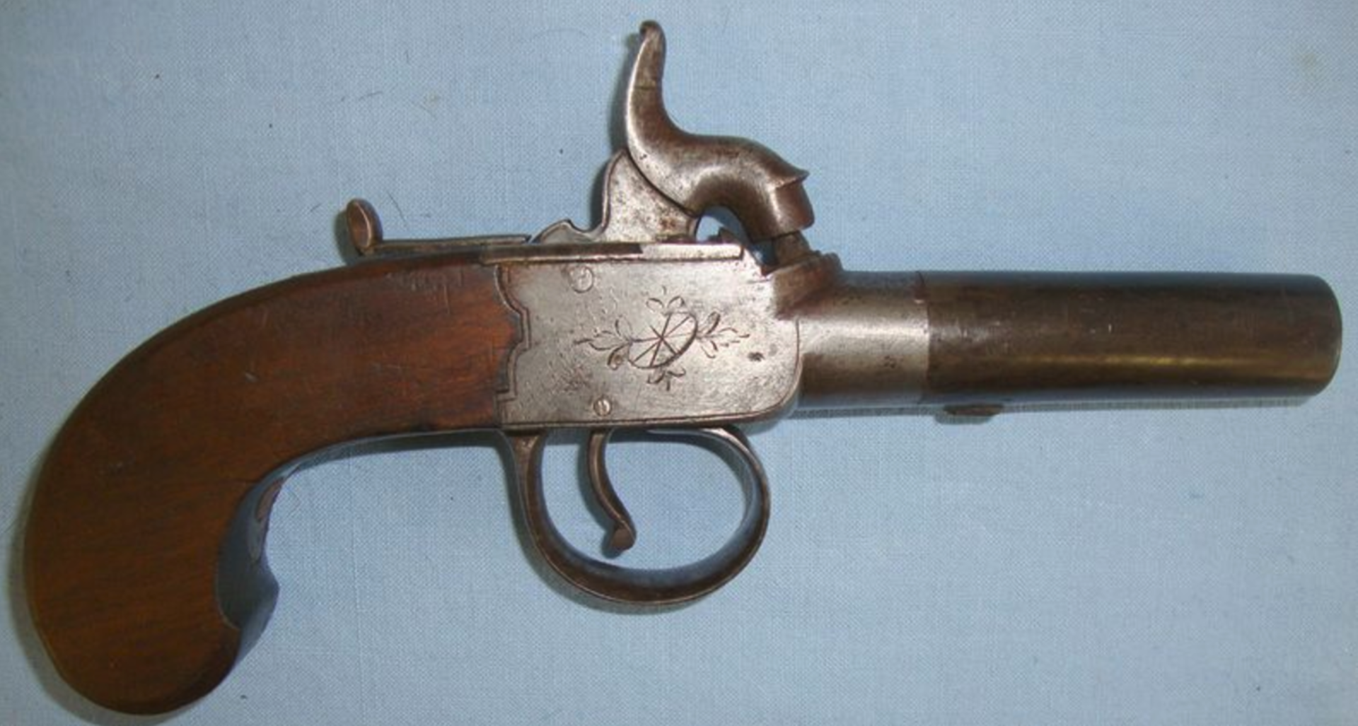 C1830 English .46" Bore Percussion Overcoat Pistol With Turn Off Barrel By Fotherby, York.