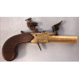 C 1800 Brass Framed Ladies 'Muff' Pistol with & Sliding Safety Catch by Tindall & Dutton