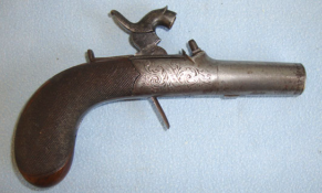 1792-1815 English .43" Bore Percussion Pocket Pistol With Screw Off Barrel & Concealed Trigger