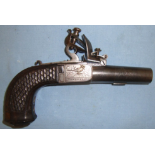 QUALITY DISTINCTIVE CONSTRUCTION, 18th Century 36 Bore, Flintlock Pocket Pistol