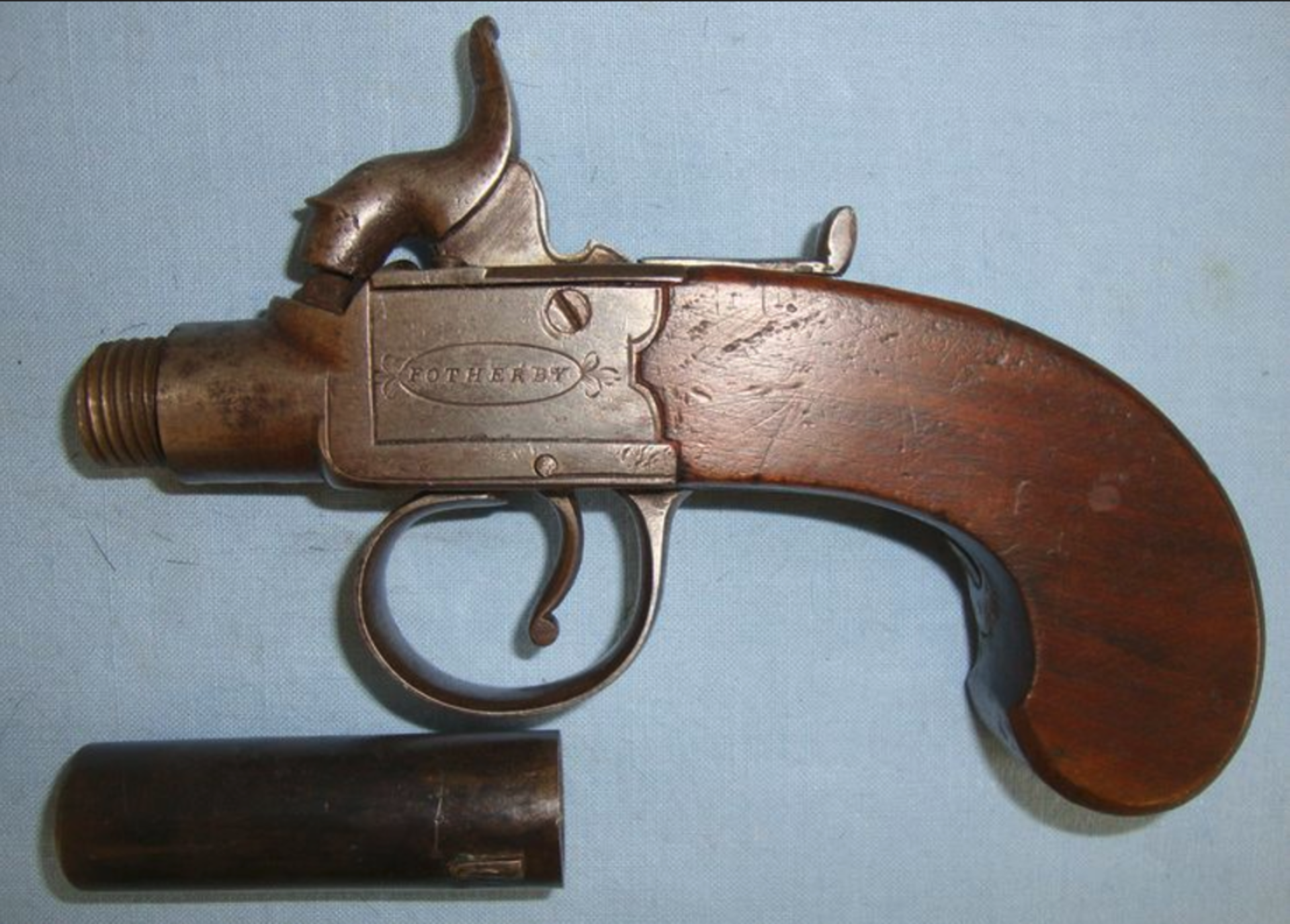 C1830 English .46" Bore Percussion Overcoat Pistol With Turn Off Barrel By Fotherby, York. - Image 3 of 3