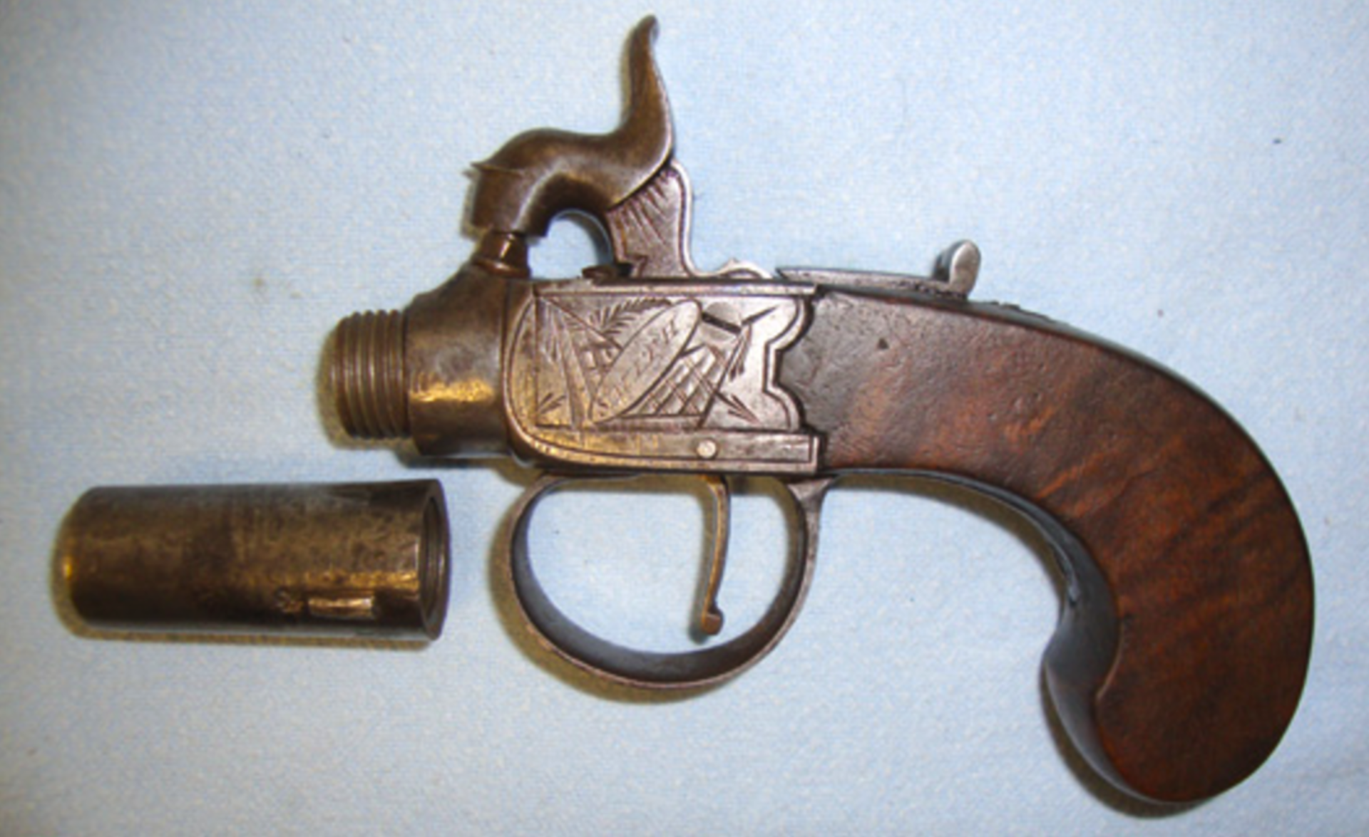 Mid 1800's English, .47" Bore, Percussion Pocket Pistol With Screw Off Barrel By Smith Of Newcastle. - Image 3 of 3