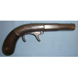 American Civil War Era Cast Steel .34" Calibre Under Hammer Percussion Pistol With Cannon Barrel
